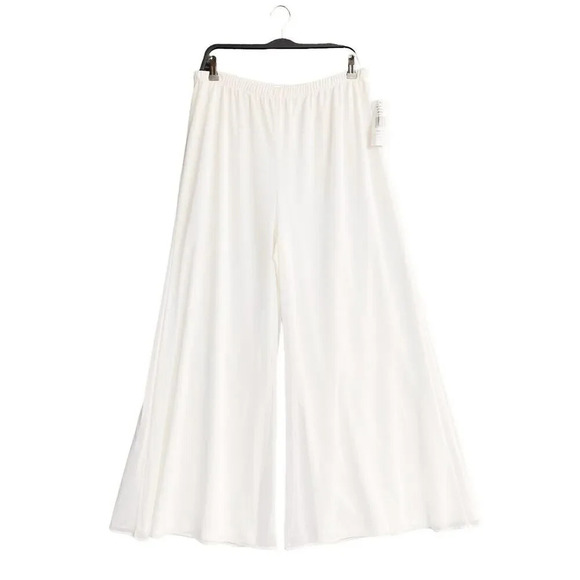 PRELUDE Palazzo Pants Petite Size XL Wide Leg High Waist Lined Ivory Made In USA - Picture 1 of 2
